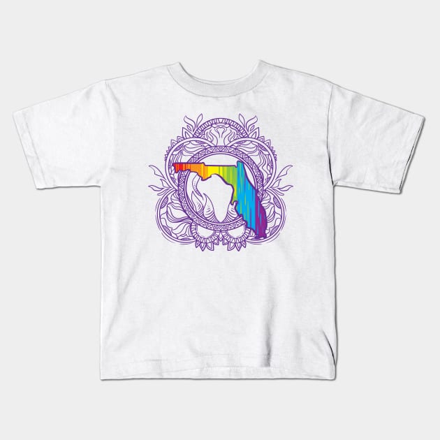 Florida Mandala Pride Kids T-Shirt by Manfish Inc.